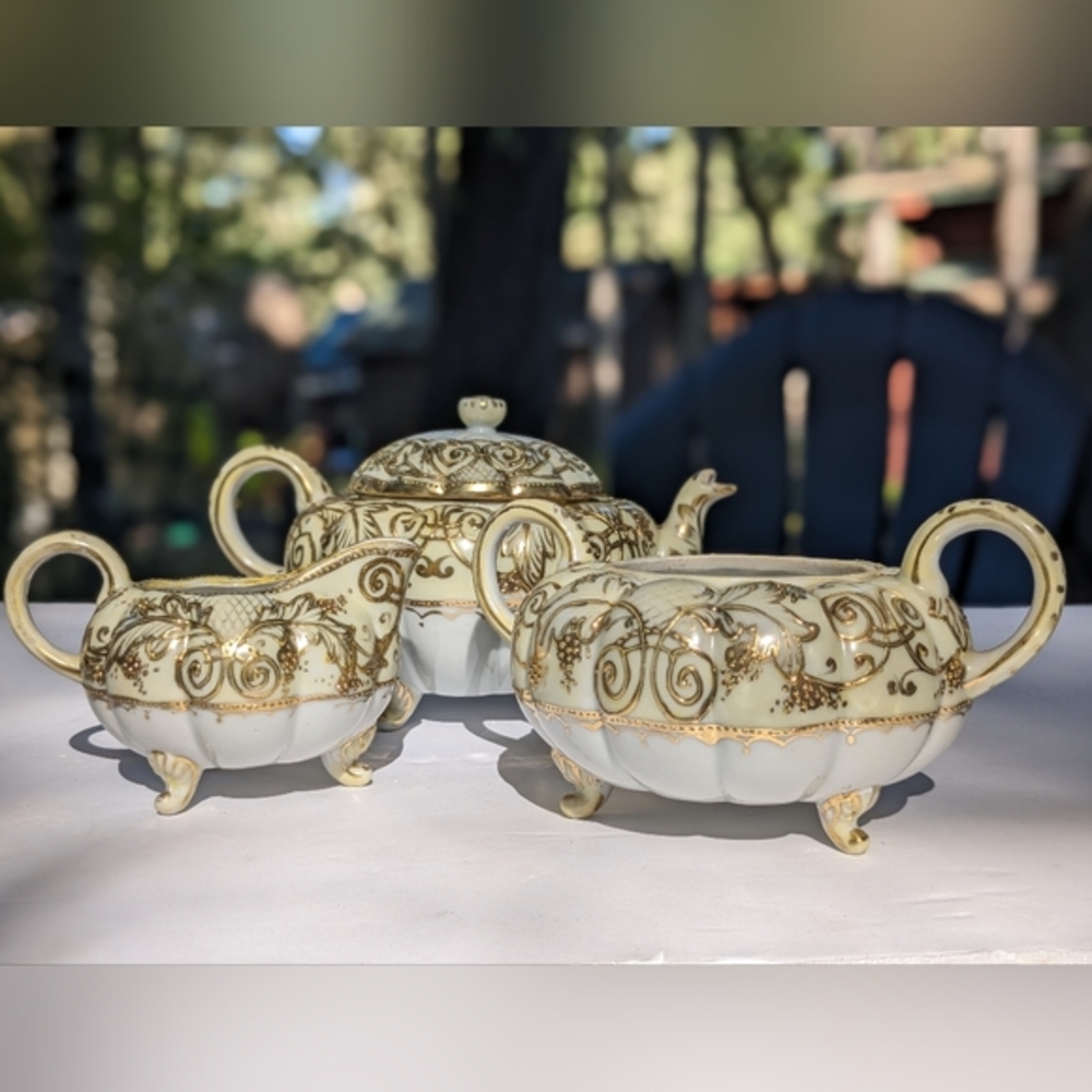 Late 1800s Porcelain Nippon Tea Set|Display Only| Very Old and Has Some Damage